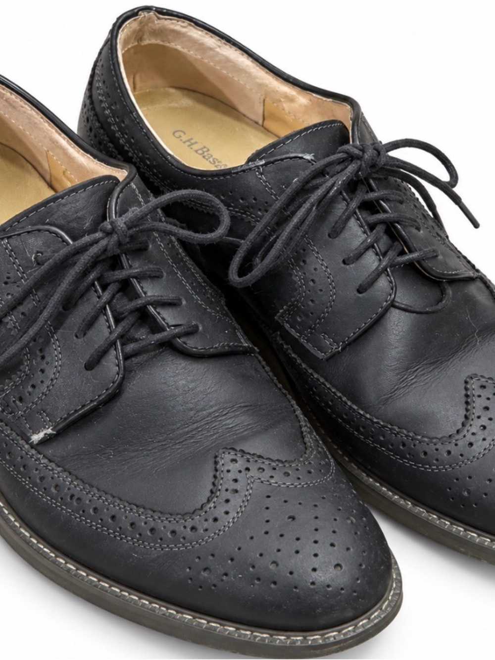 G.H. Bass & Co. Black Leather Wingtip Oxfords